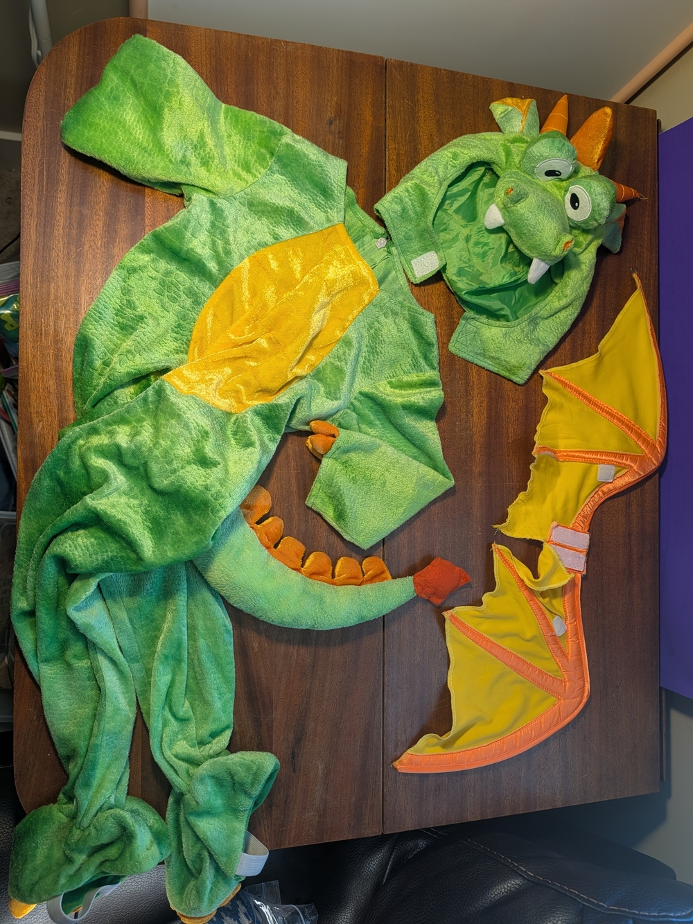 Spooktacular Creations Child's Green & Yellow Dragon Costume Sz Toddler 3T - 36"